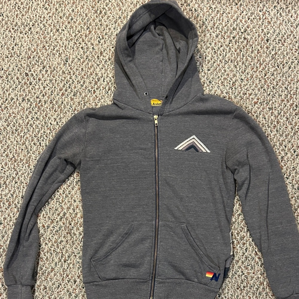 Aviator Nation Charcoal Hoodie with Rainbow Detail